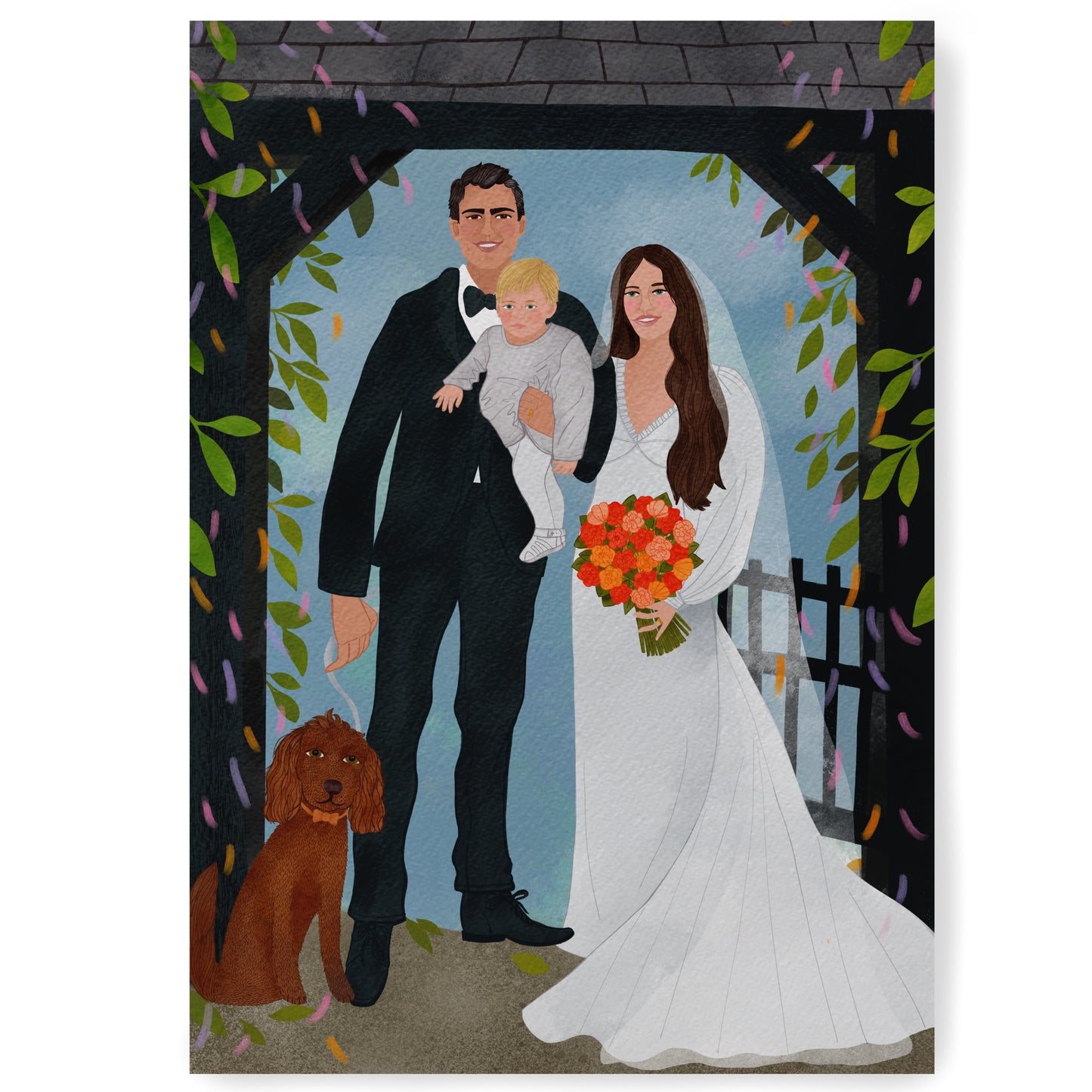 Three people bespoke illustration.