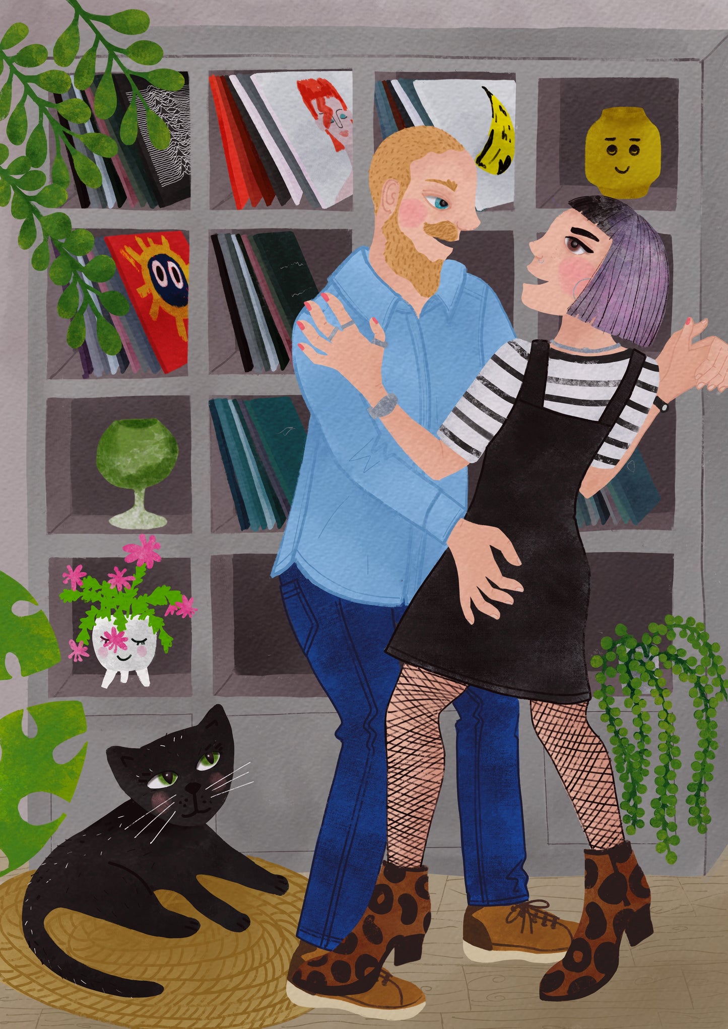 Two people bespoke illustration.