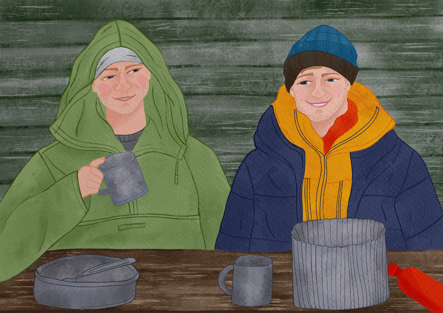 Two people bespoke illustration.