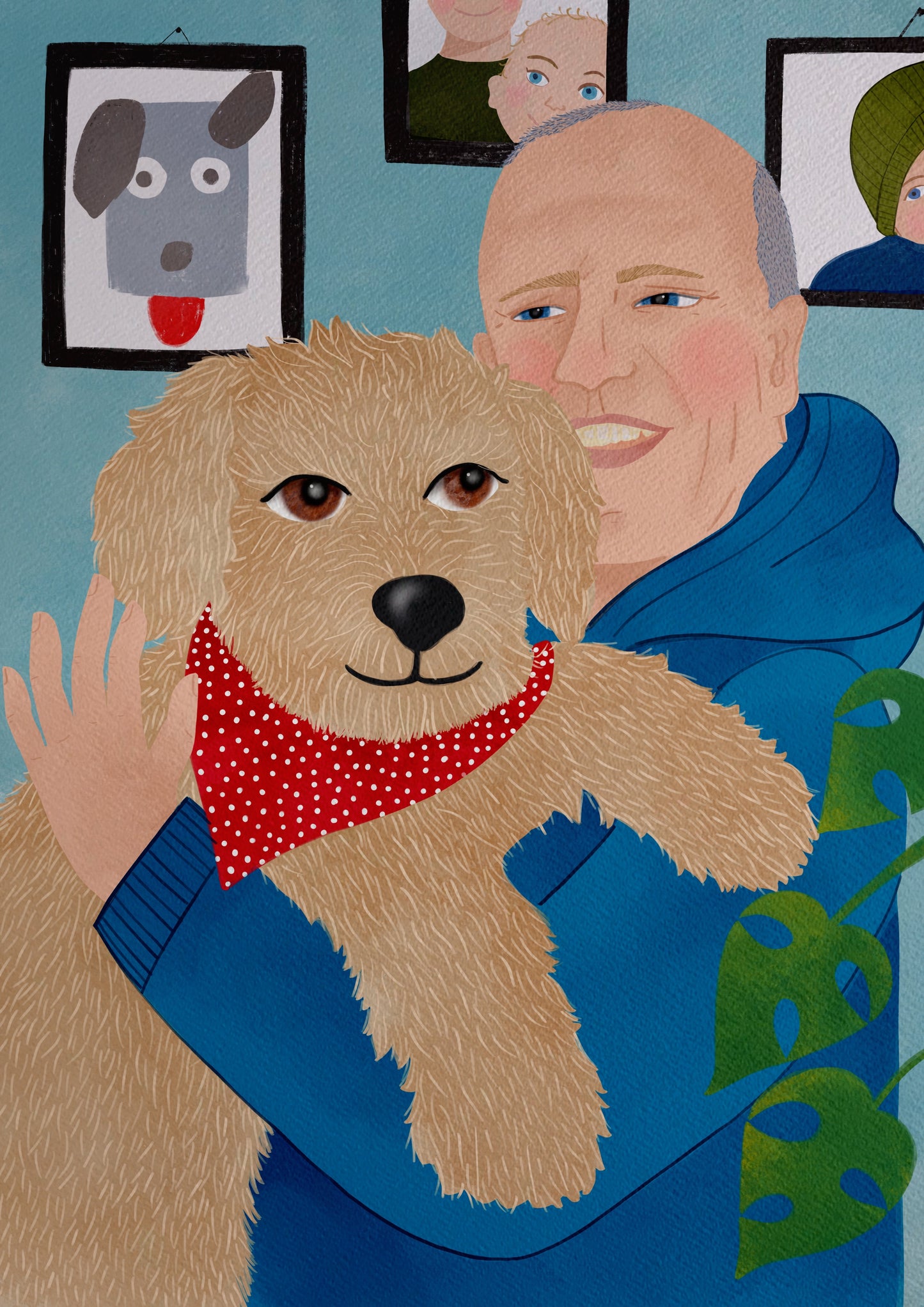 Person and Pet bespoke illustration
