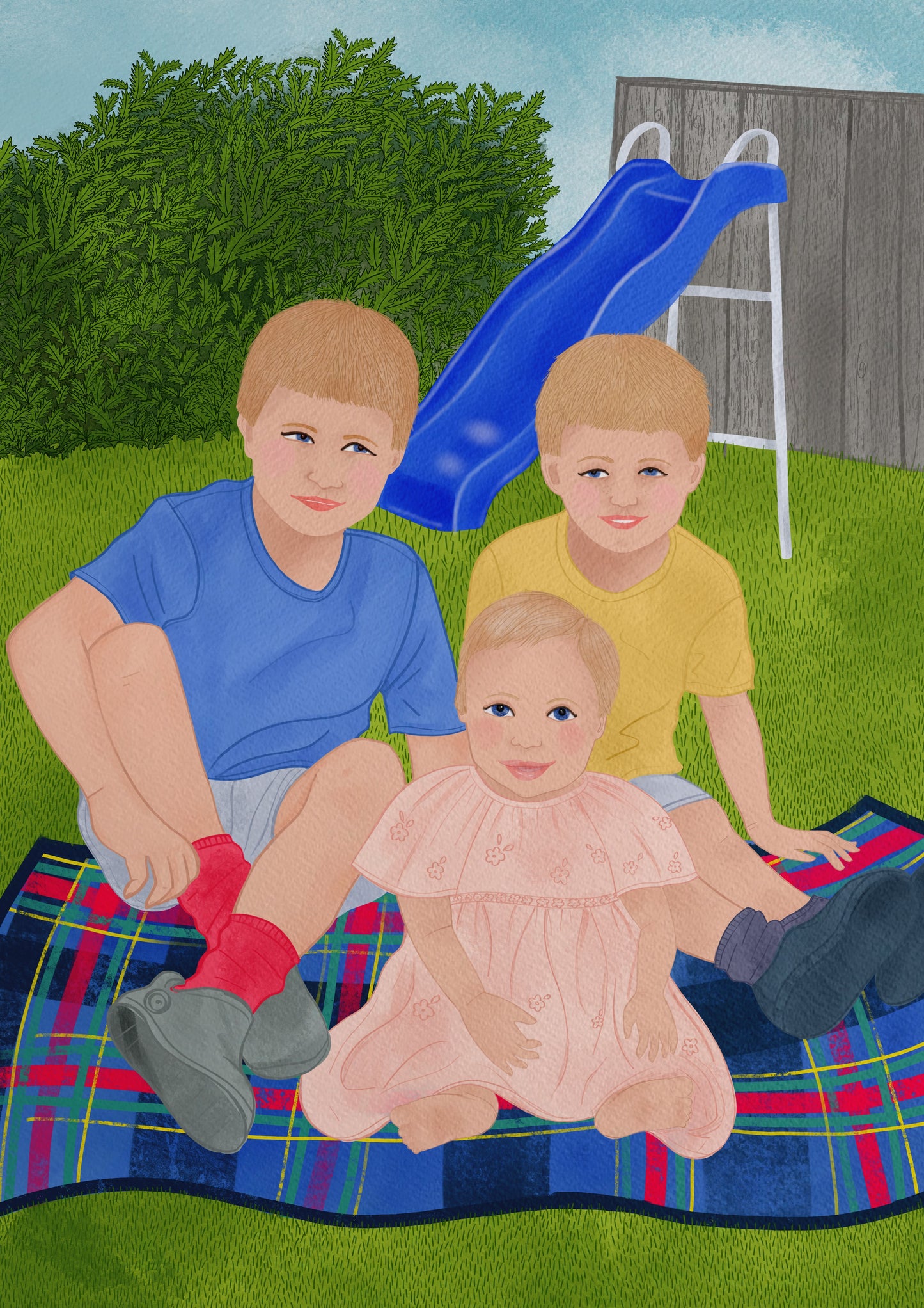 Three people bespoke illustration.