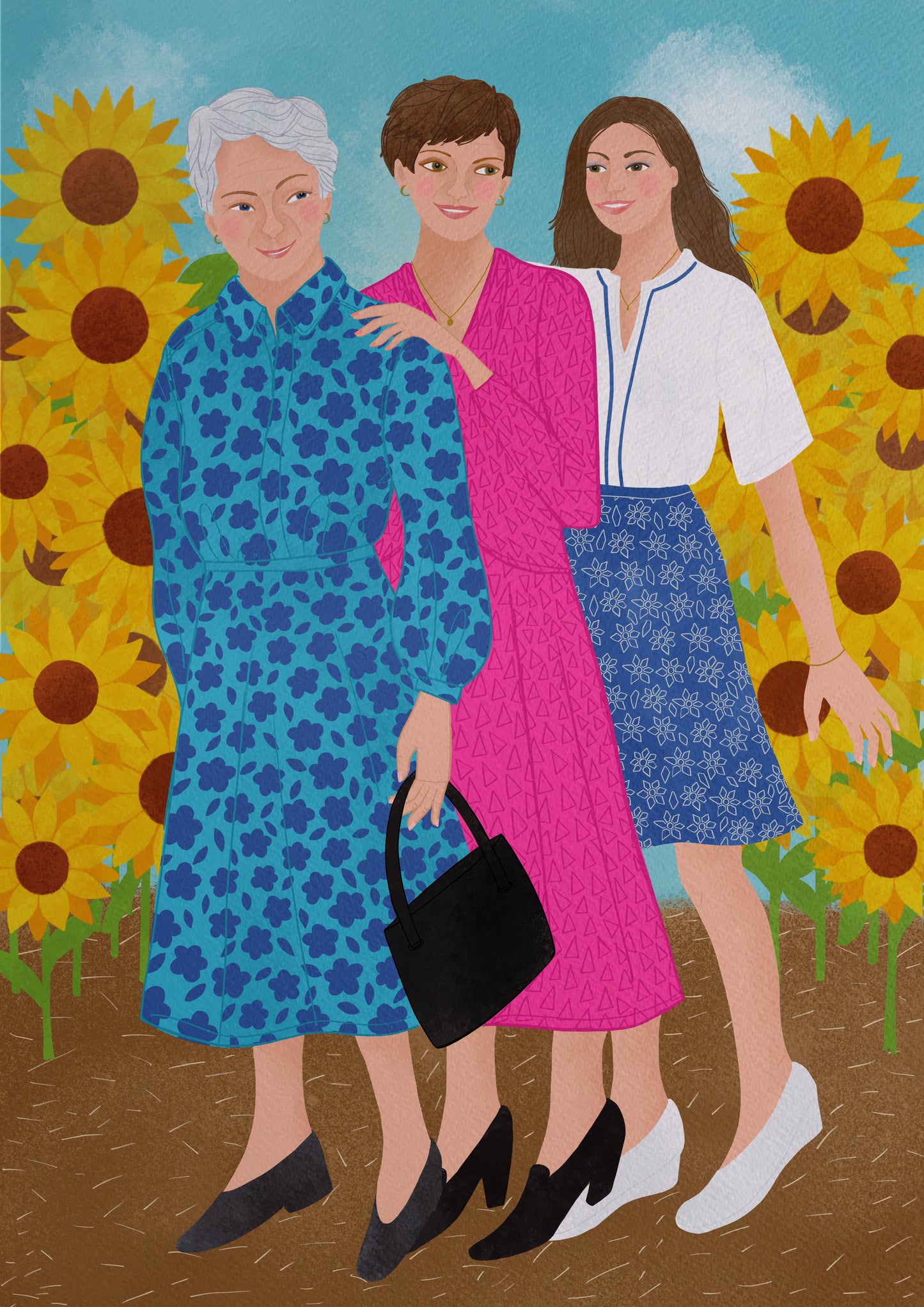 Three people bespoke illustration.