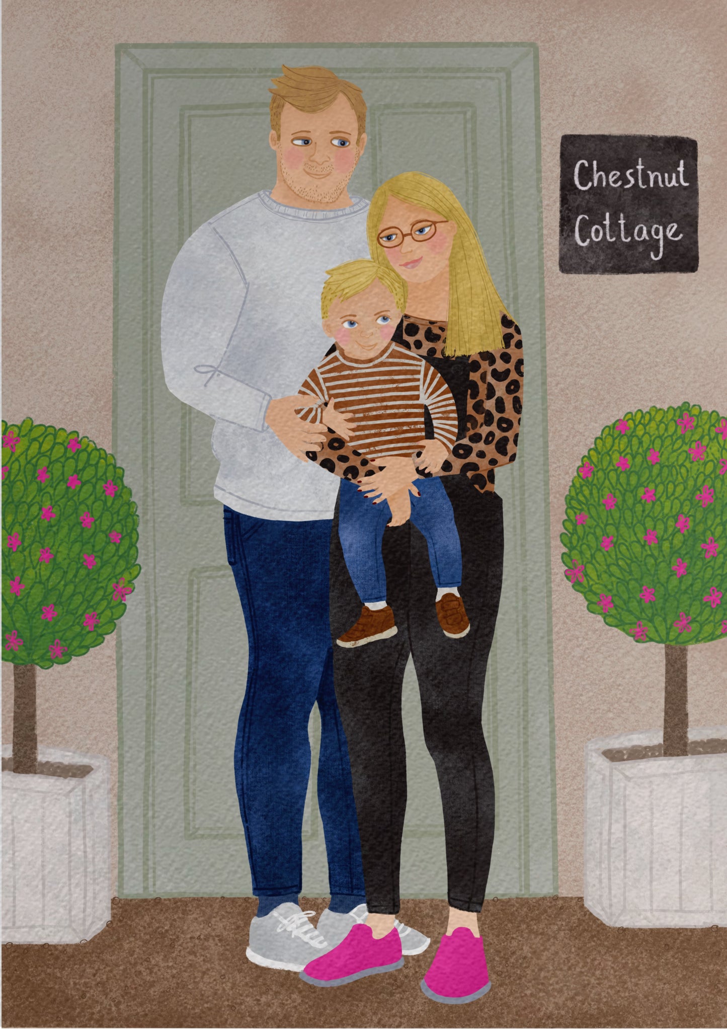 Three people bespoke illustration.