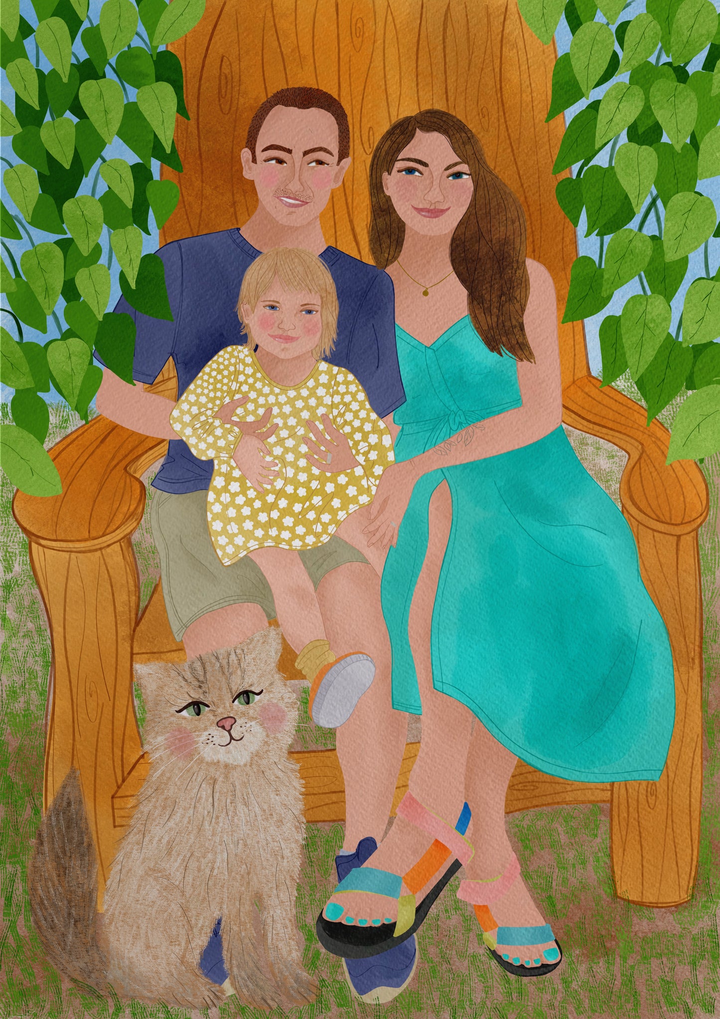 Three people bespoke illustration.