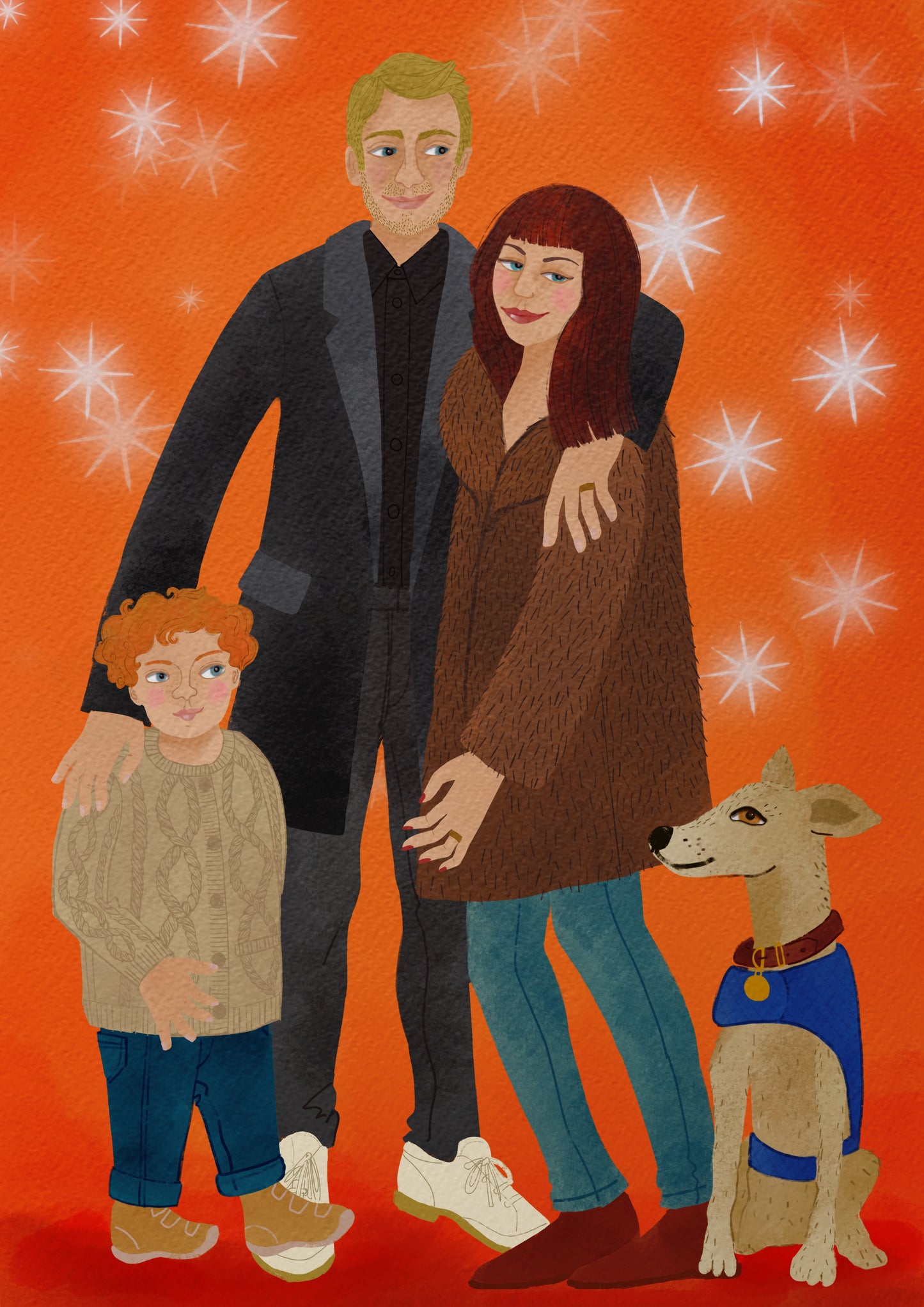 Three people bespoke illustration.