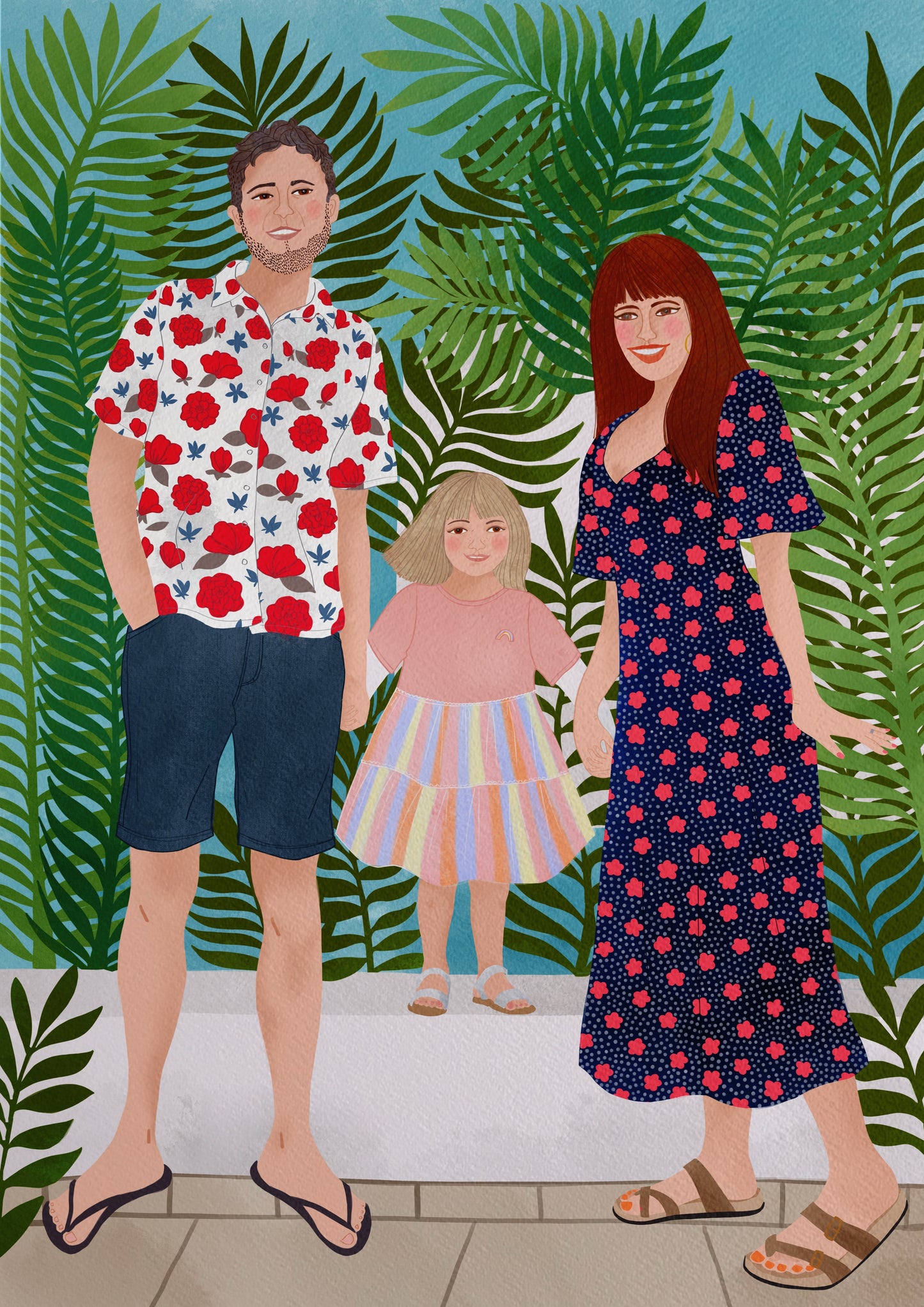 Three people bespoke illustration.