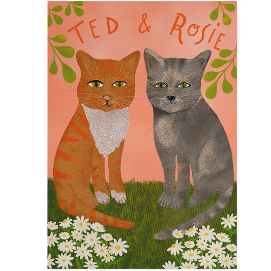 Two pets bespoke illustration