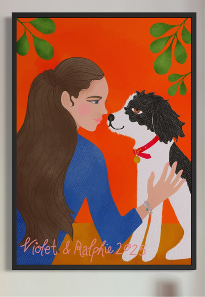 Person and Pet bespoke illustration