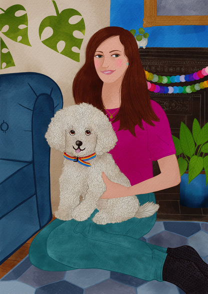 Person and Pet bespoke illustration
