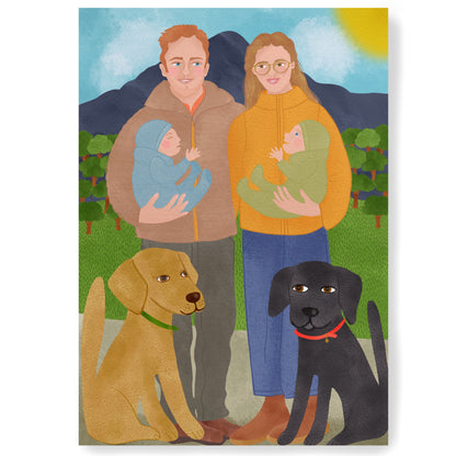 Four people bespoke illustration