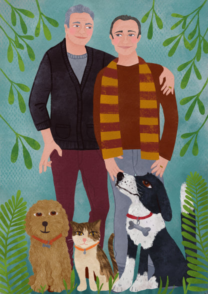 Two people bespoke illustration.