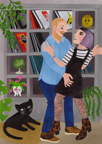 Two people bespoke illustration.