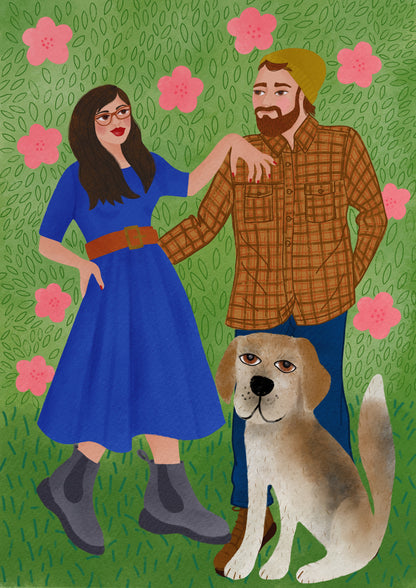 Two people bespoke illustration.