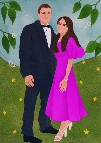Two people bespoke illustration.