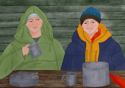 Two people bespoke illustration.