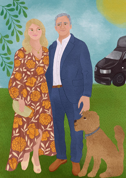 Two people bespoke illustration.