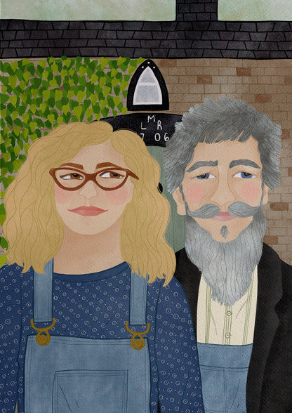 Two people bespoke illustration.