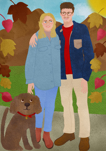 Two people bespoke illustration.